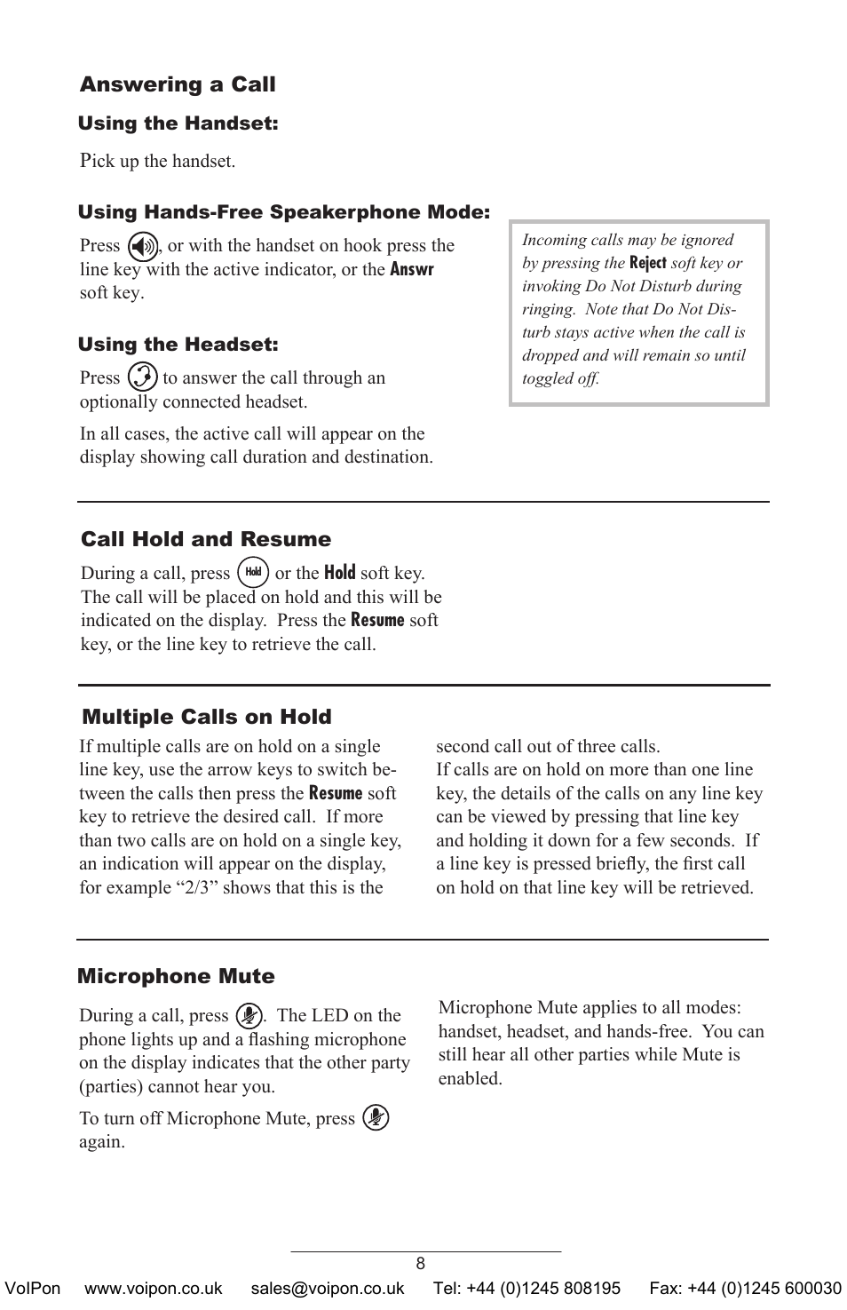 Answering a call | Polycom SoundPoint IP 430 SIP User Manual | Page 11 / 31