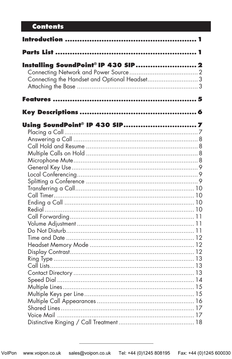 Polycom SoundPoint IP 430 SIP User Manual | Page 2 / 31