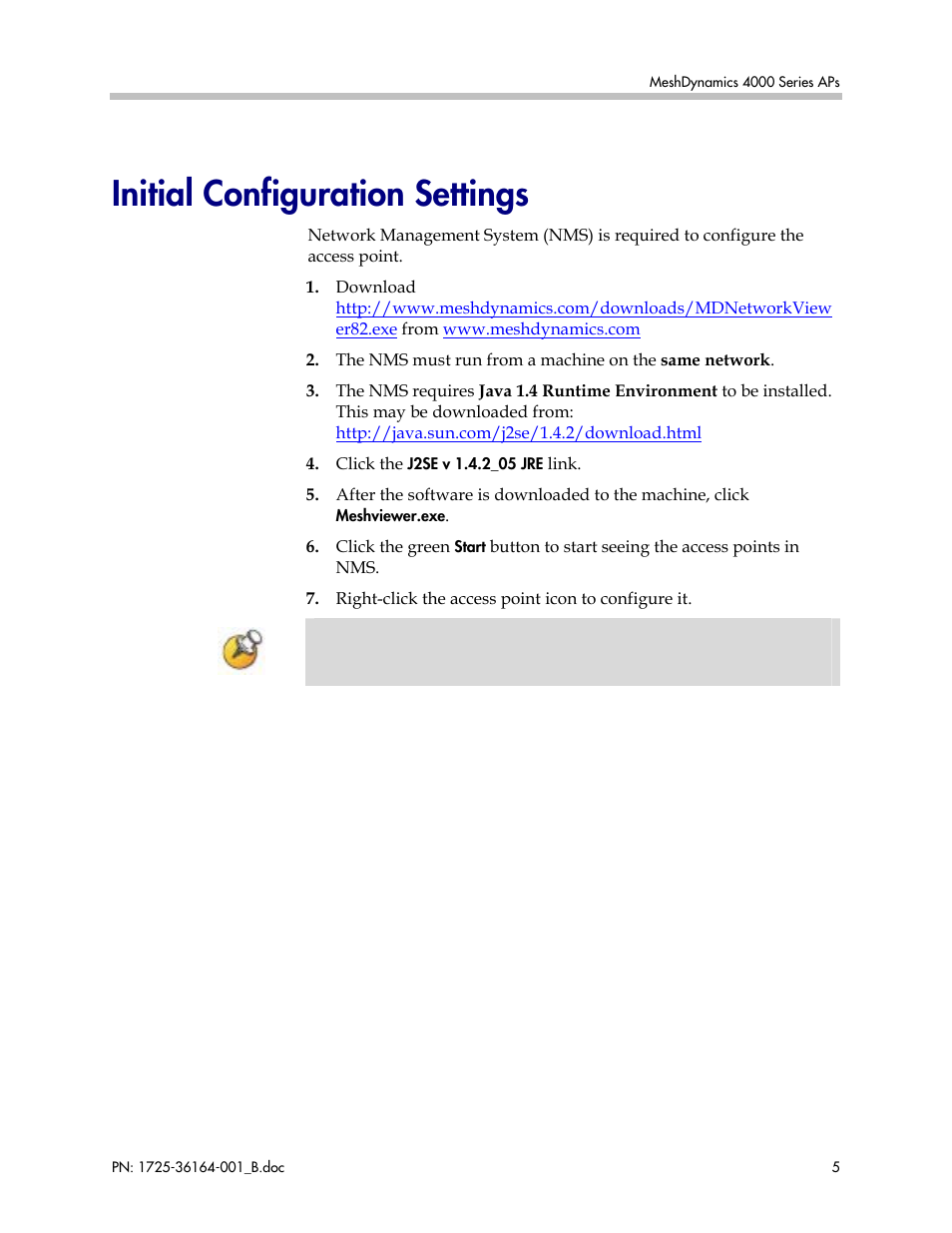 Initial configuration settings | Polycom MD4000 User Manual | Page 5 / 15