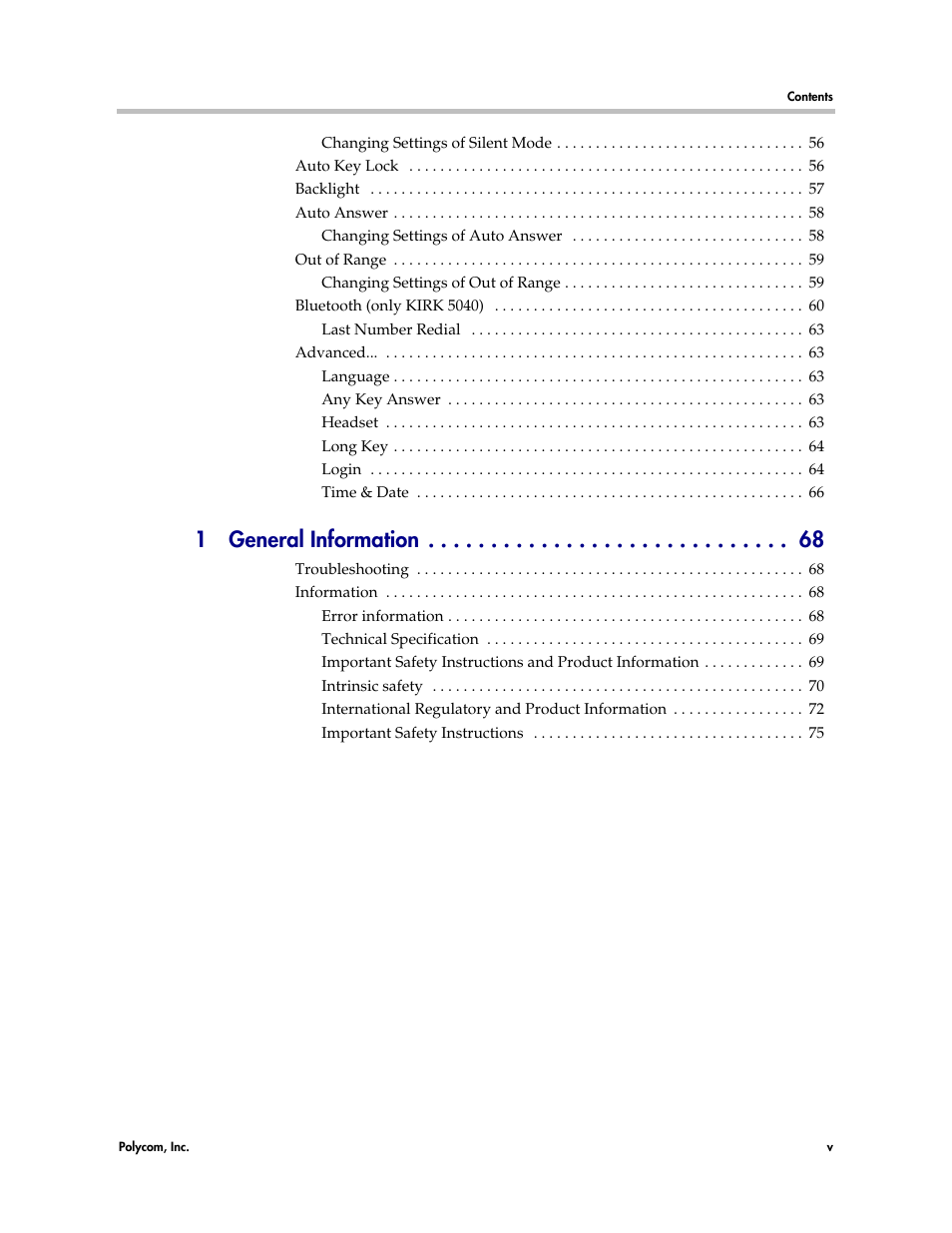 1 general information | Polycom KIRK 14158600-HD User Manual | Page 5 / 88