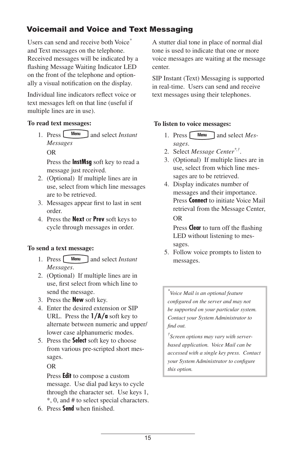 Voice and text messaging | Polycom IP 300 SIP User Manual | Page 18 / 28