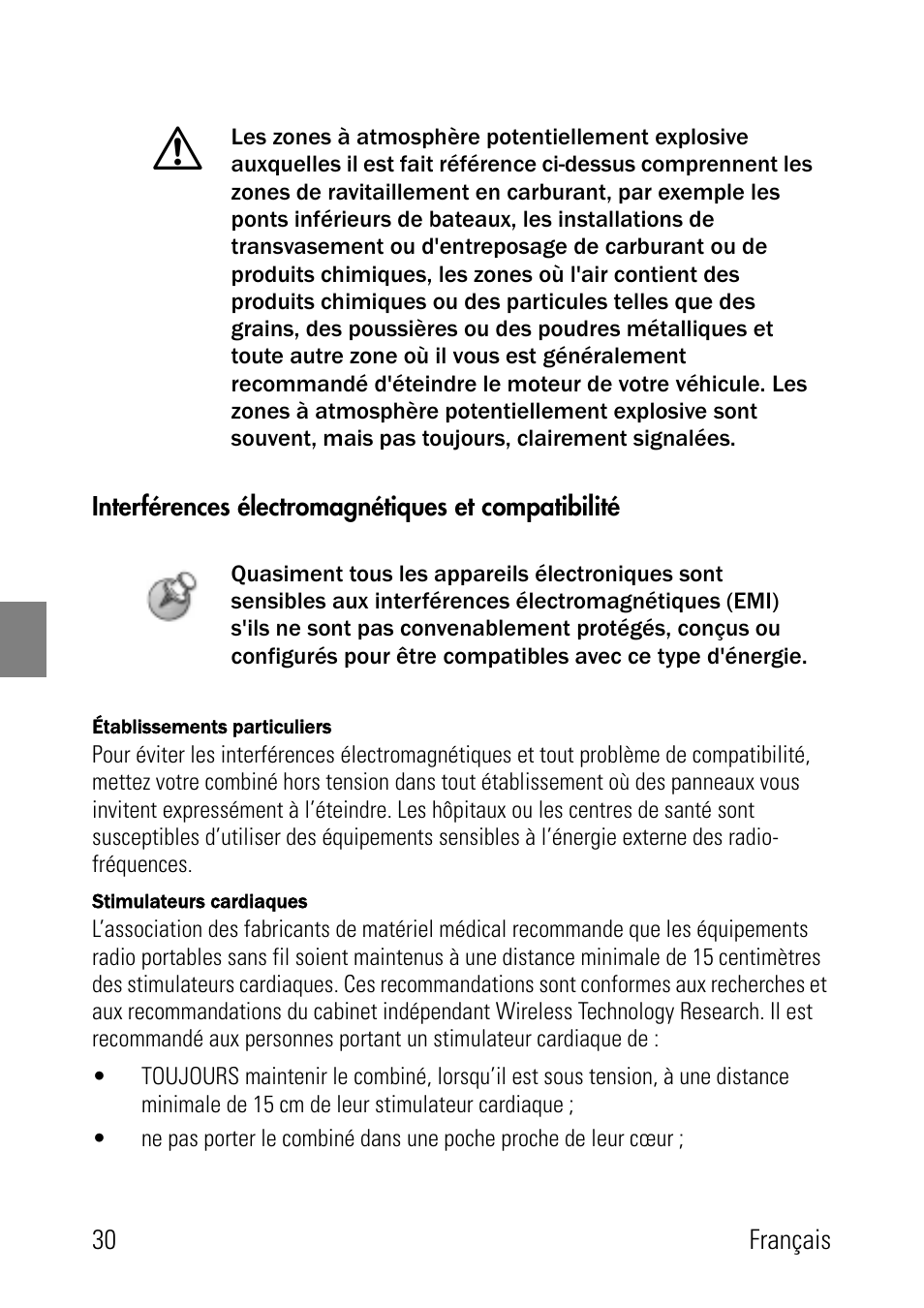 Interférences électromagnétiques et compatibilité | Polycom SpectraLink 1725-36024-001 User Manual | Page 30 / 95