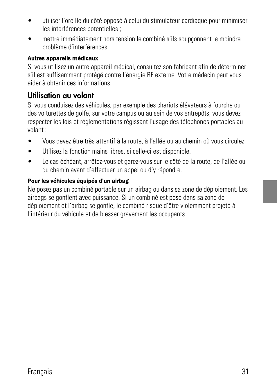 Utilisation au volant | Polycom SpectraLink 1725-36024-001 User Manual | Page 31 / 95