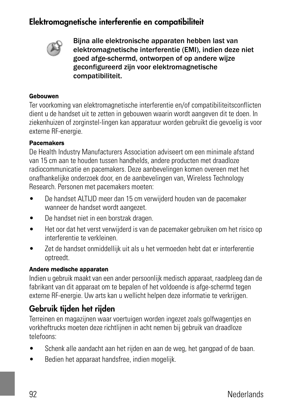 Gebruik tijden het rijden | Polycom SpectraLink 1725-36024-001 User Manual | Page 92 / 95