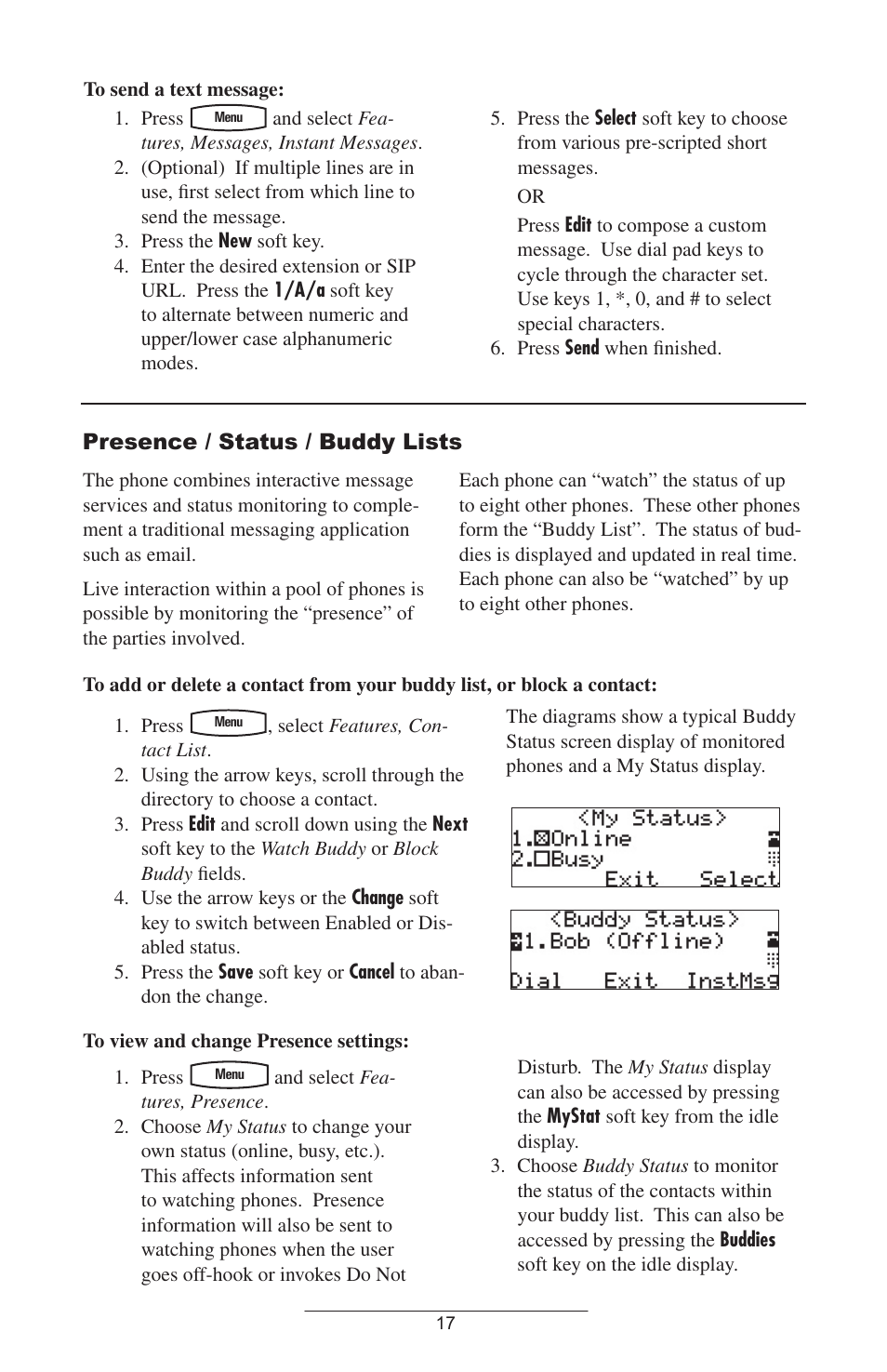 Presence / status / buddy lists | Polycom SOUNDPOINT IP 300 User Manual | Page 20 / 29