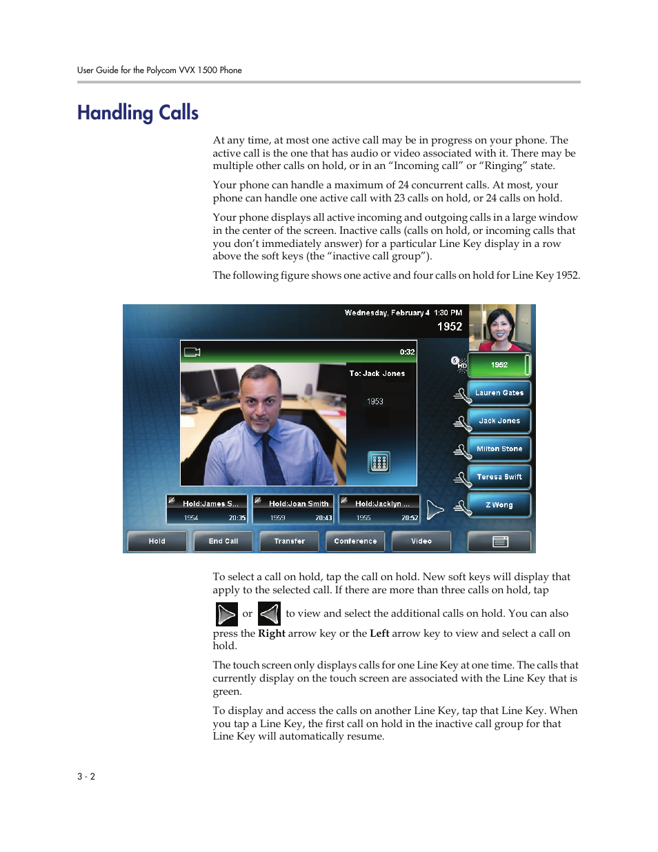 Handling calls, Handling calls -2 | Polycom VVXTM 1500 User Manual | Page 112 / 208