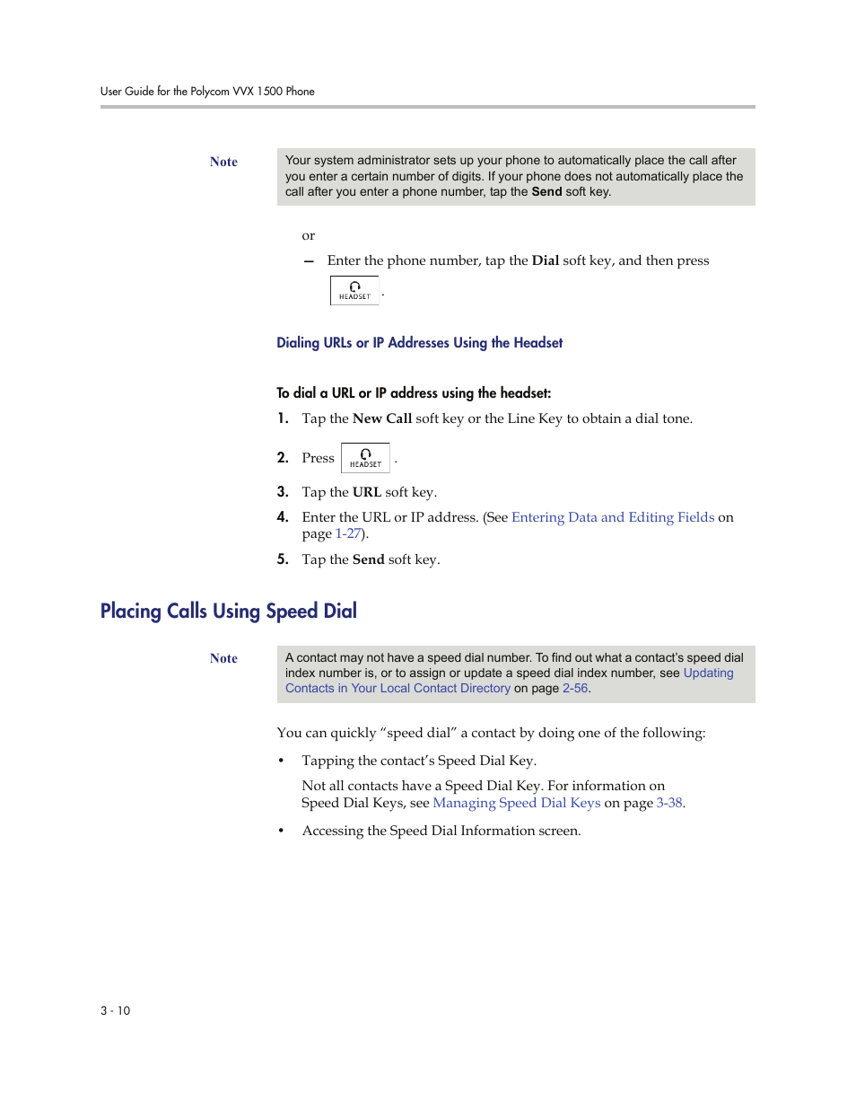 Placing calls using speed dial, Placing calls using speed dial -10, Placing calls using speed | Dial | Polycom VVXTM 1500 User Manual | Page 120 / 208