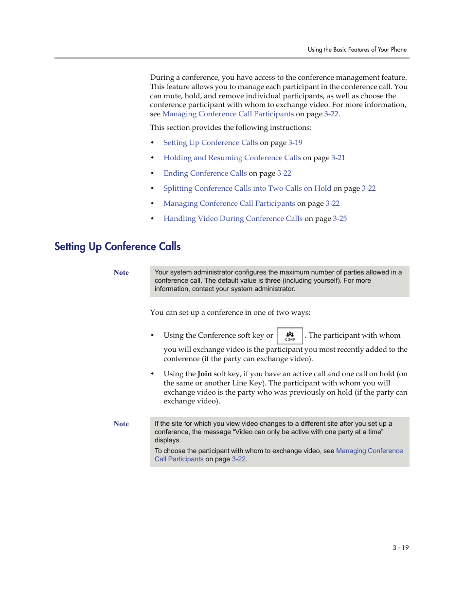 Setting up conference calls, Setting up conference calls -19 | Polycom VVXTM 1500 User Manual | Page 129 / 208