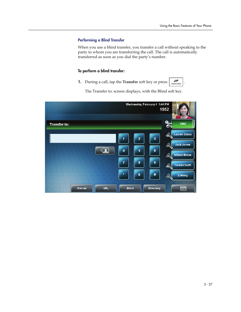 Performing a blind transfer | Polycom VVXTM 1500 User Manual | Page 137 / 208