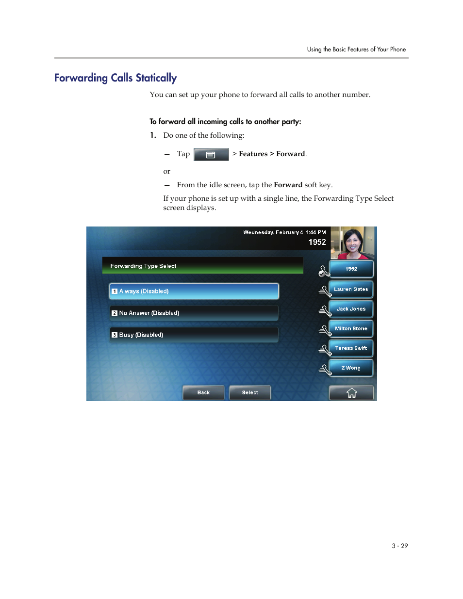 Forwarding calls statically, Forwarding calls statically -29 | Polycom VVXTM 1500 User Manual | Page 139 / 208