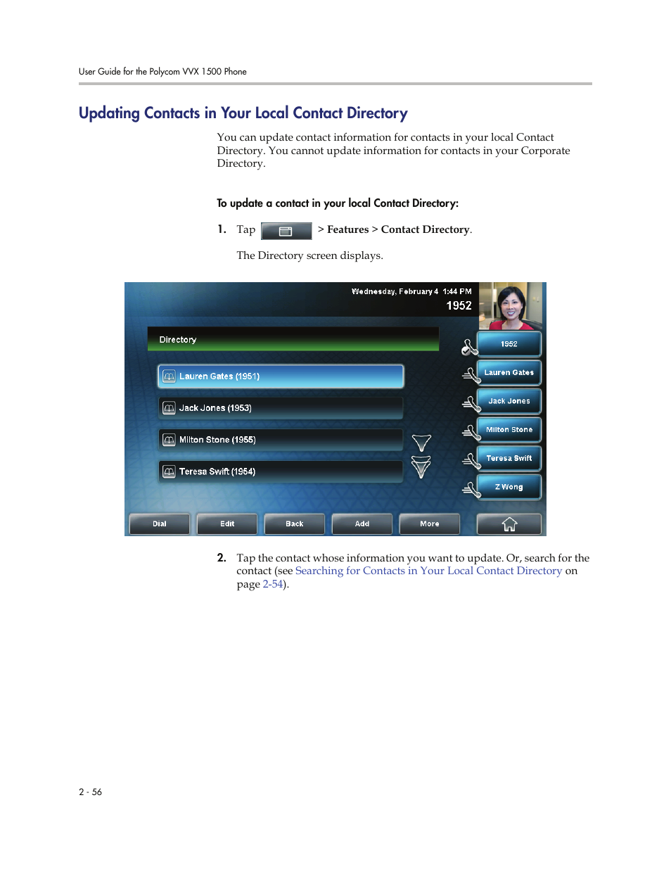 Updating contacts in your local contact directory | Polycom VVXTM 1500 User Manual | Page 96 / 208