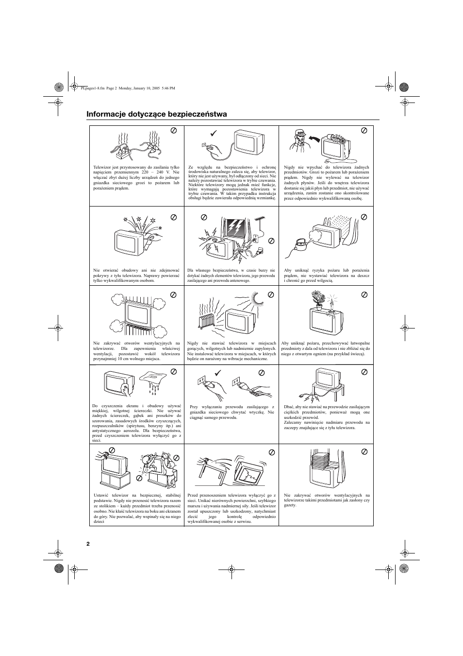 Informacje dotyczące bezpieczeństwa | Sony KV-32HQ150K User Manual | Page 100 / 148