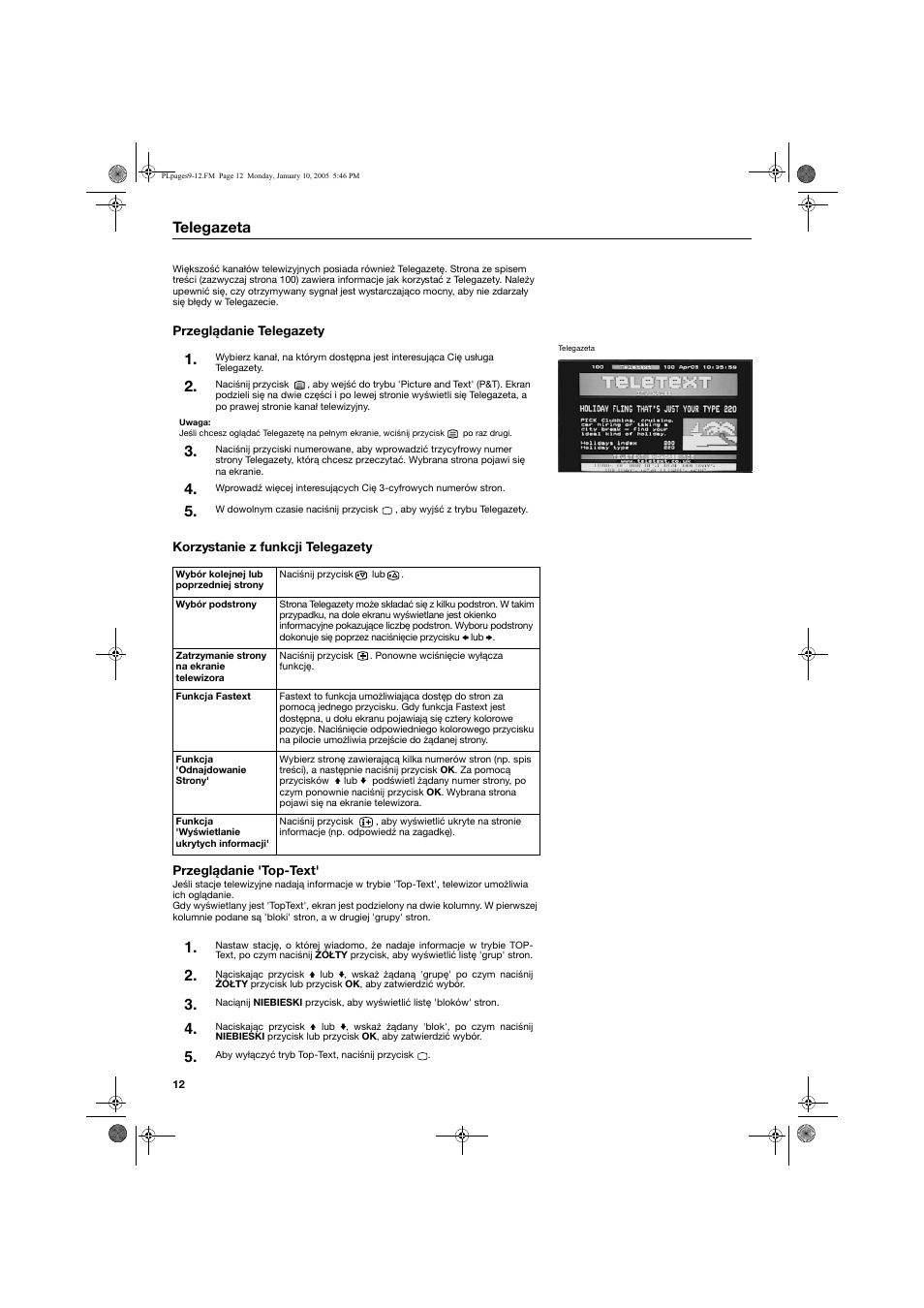 Telegazeta | Sony KV-32HQ150K User Manual | Page 110 / 148