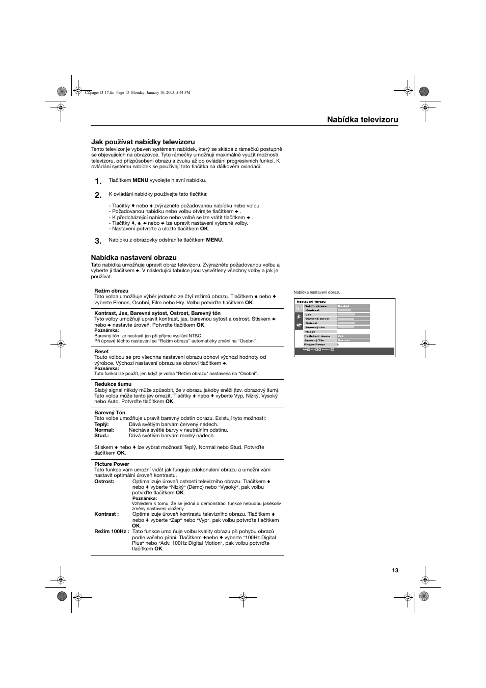 Nabídka televizoru | Sony KV-32HQ150K User Manual | Page 39 / 148