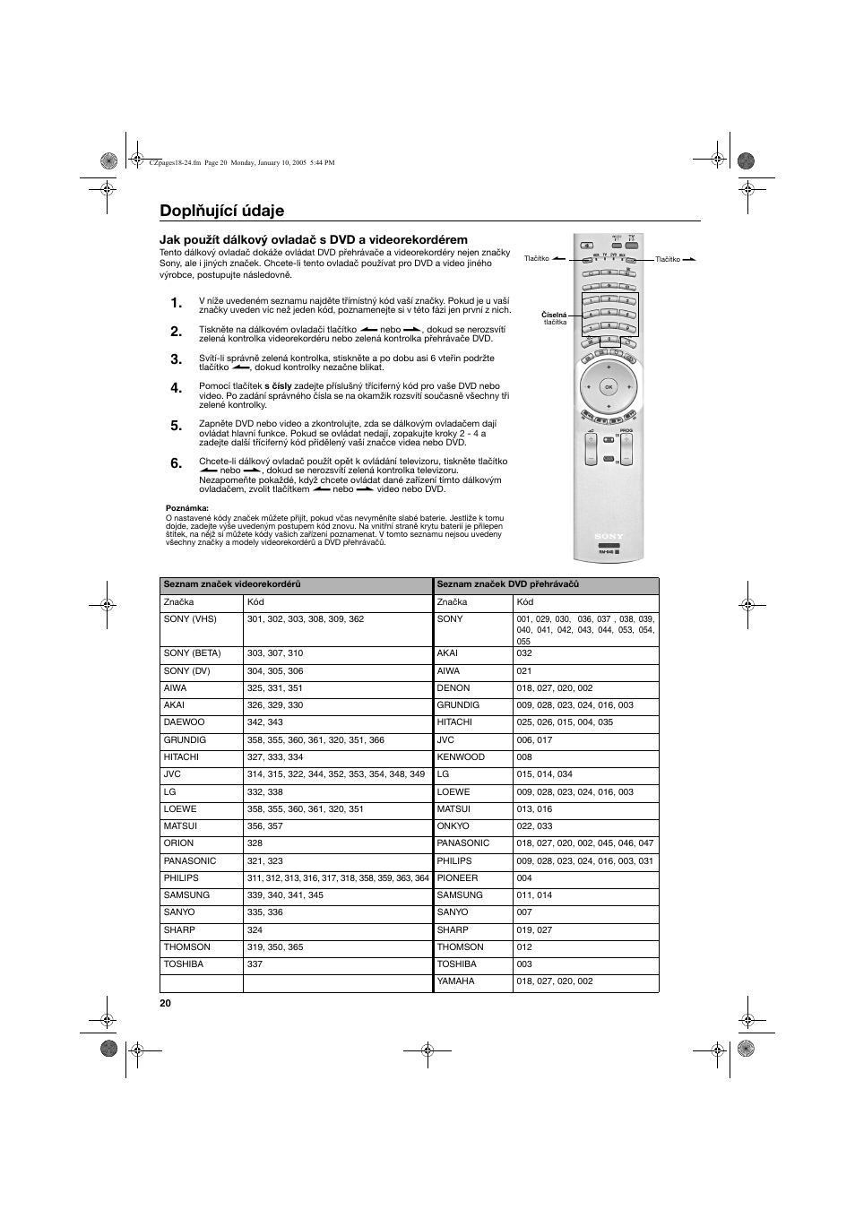 Doplňující údaje | Sony KV-32HQ150K User Manual | Page 46 / 148