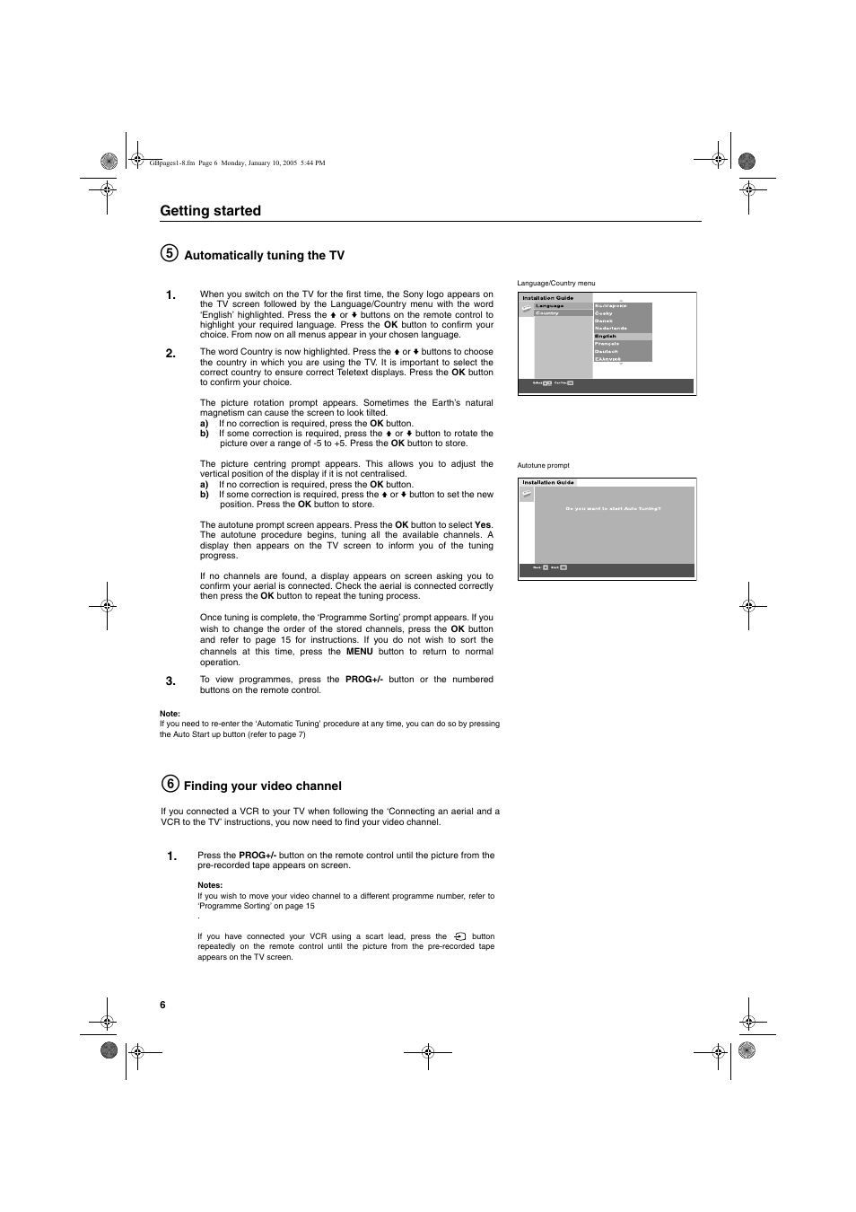 Getting started | Sony KV-32HQ150K User Manual | Page 56 / 148