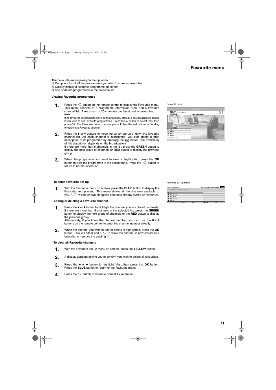 Favourite menu | Sony KV-32HQ150K User Manual | Page 61 / 148