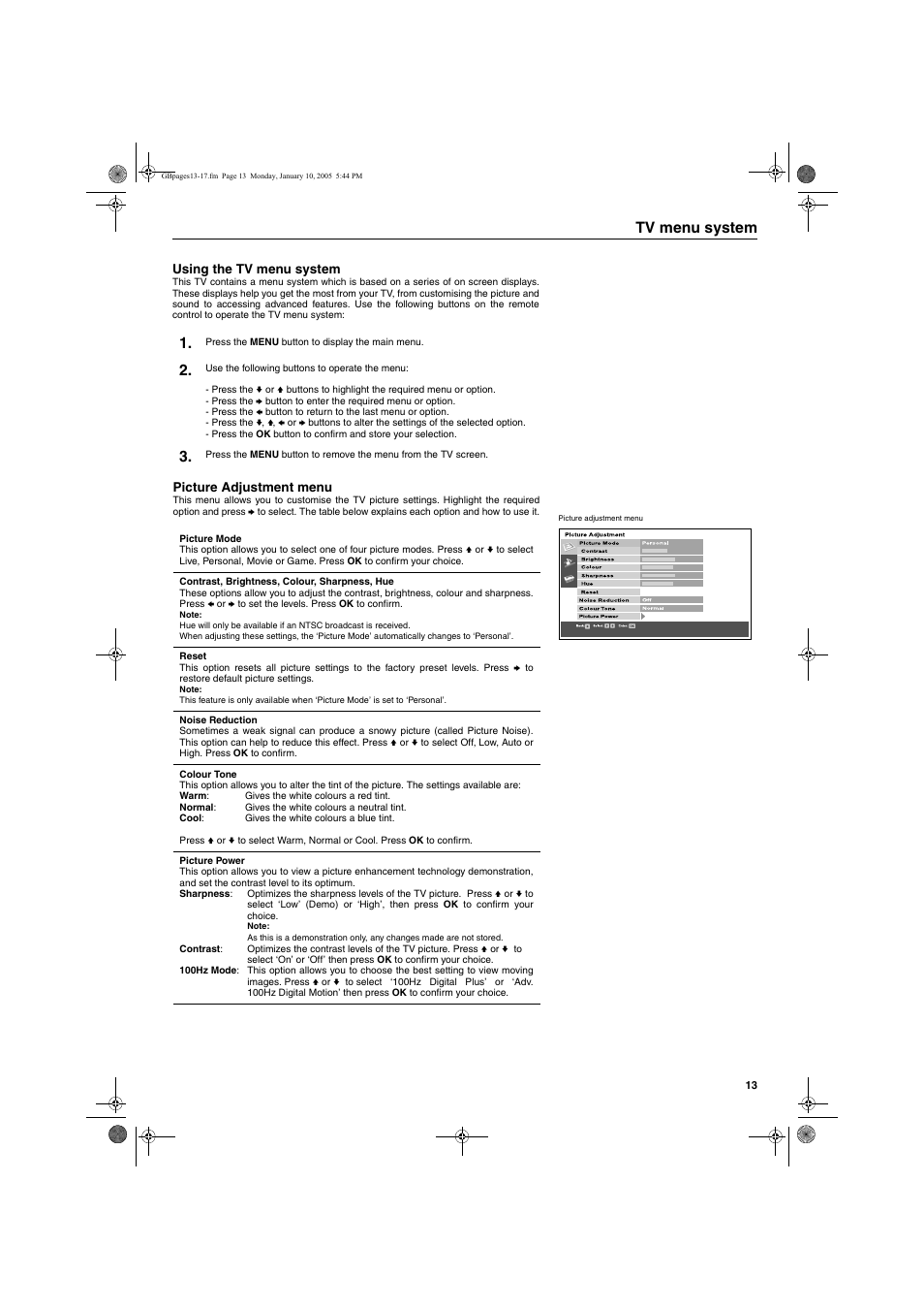 Tv menu system | Sony KV-32HQ150K User Manual | Page 63 / 148