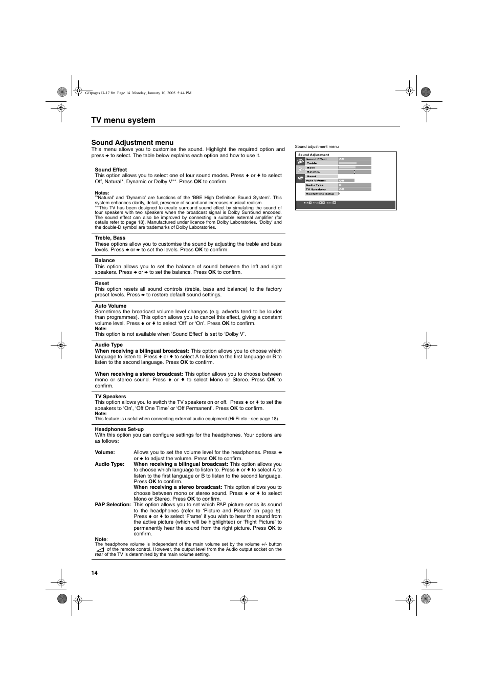 Tv menu system | Sony KV-32HQ150K User Manual | Page 64 / 148