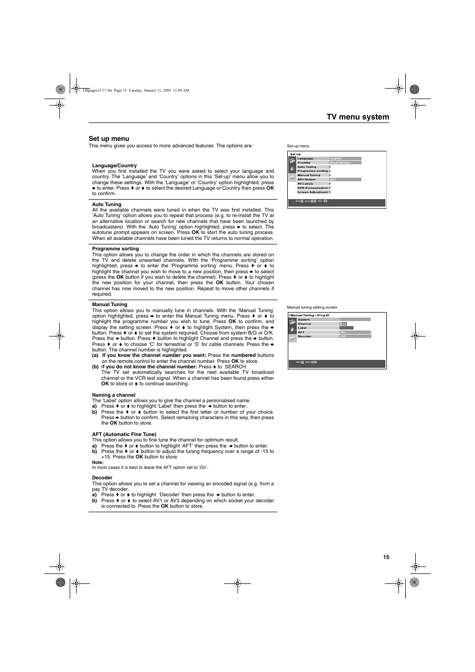 Tv menu system | Sony KV-32HQ150K User Manual | Page 65 / 148