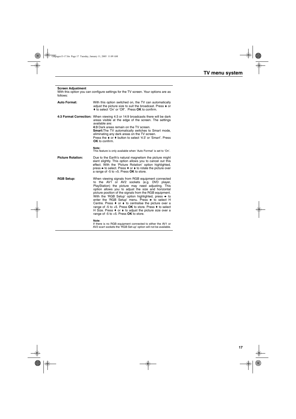 Tv menu system | Sony KV-32HQ150K User Manual | Page 67 / 148