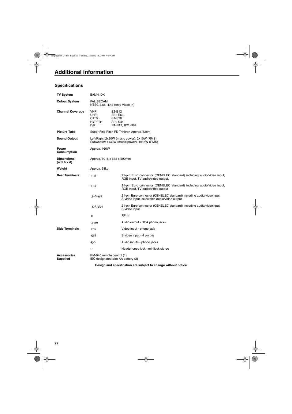 Additional information | Sony KV-32HQ150K User Manual | Page 72 / 148