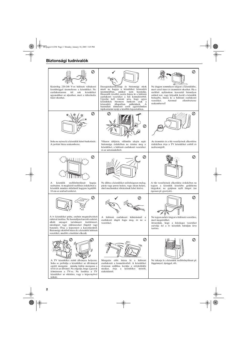 Biztonsági tudnivalók | Sony KV-32HQ150K User Manual | Page 76 / 148