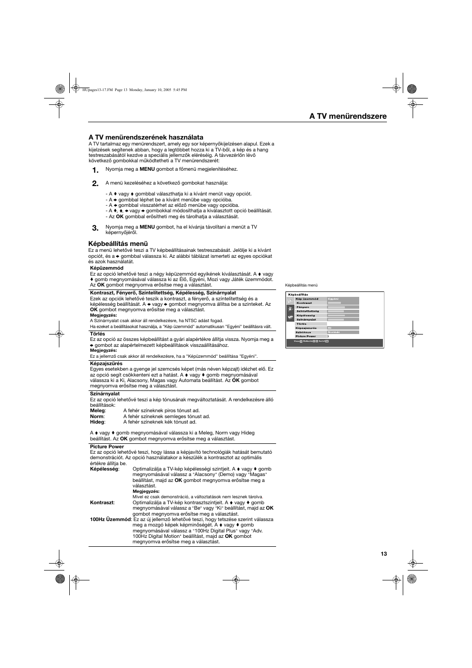 A tv menürendszere | Sony KV-32HQ150K User Manual | Page 87 / 148