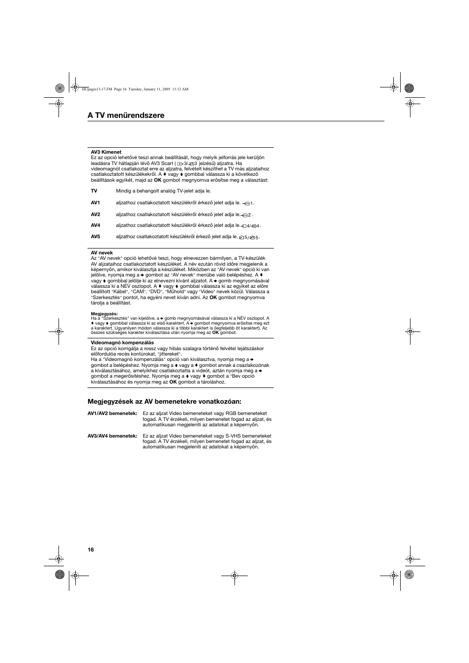 A tv menürendszere | Sony KV-32HQ150K User Manual | Page 90 / 148