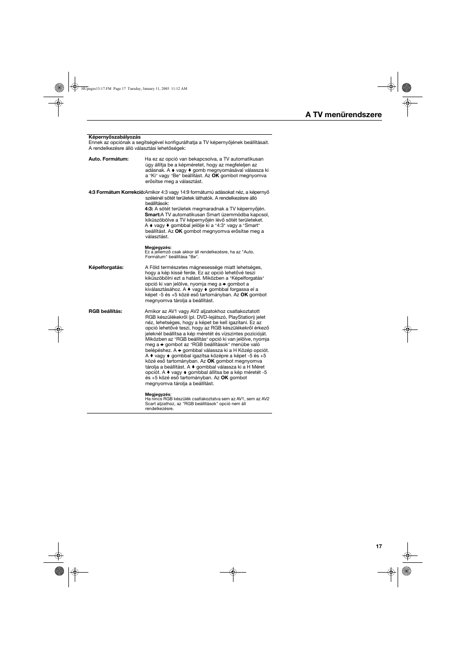 A tv menürendszere | Sony KV-32HQ150K User Manual | Page 91 / 148