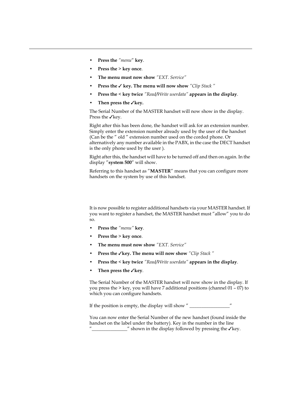 Registering additional handsets via master handset | Polycom 500 2G4 User Manual | Page 5 / 14