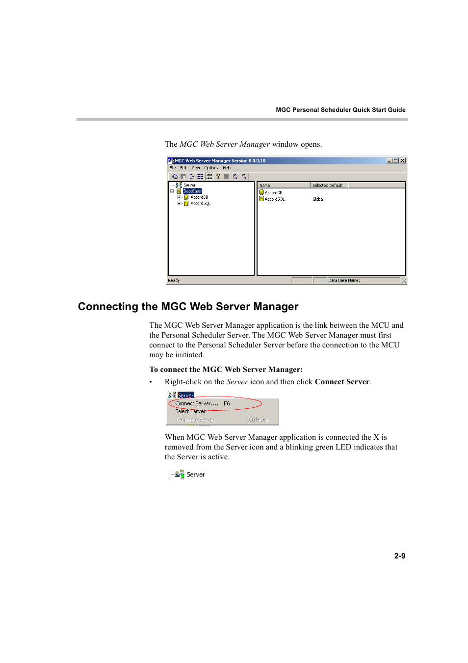 Connecting the mgc web server manager, Connecting the mgc web server manager -9 | Polycom MGC Personal Scheduler User Manual | Page 17 / 86