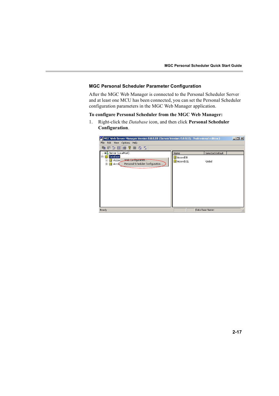 Mgc personal scheduler parameter configuration, Mgc personal scheduler parameter configuration -17 | Polycom MGC Personal Scheduler User Manual | Page 25 / 86