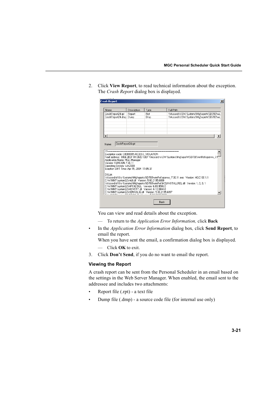 Viewing the report, Viewing the report -21 | Polycom MGC Personal Scheduler User Manual | Page 65 / 86