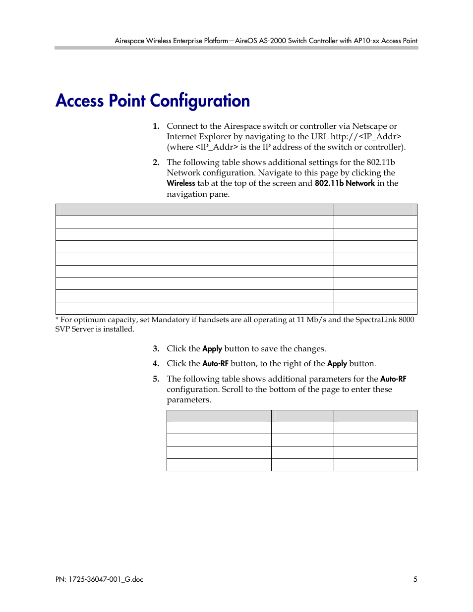 Access point configuration | Polycom AS-2000 User Manual | Page 5 / 6