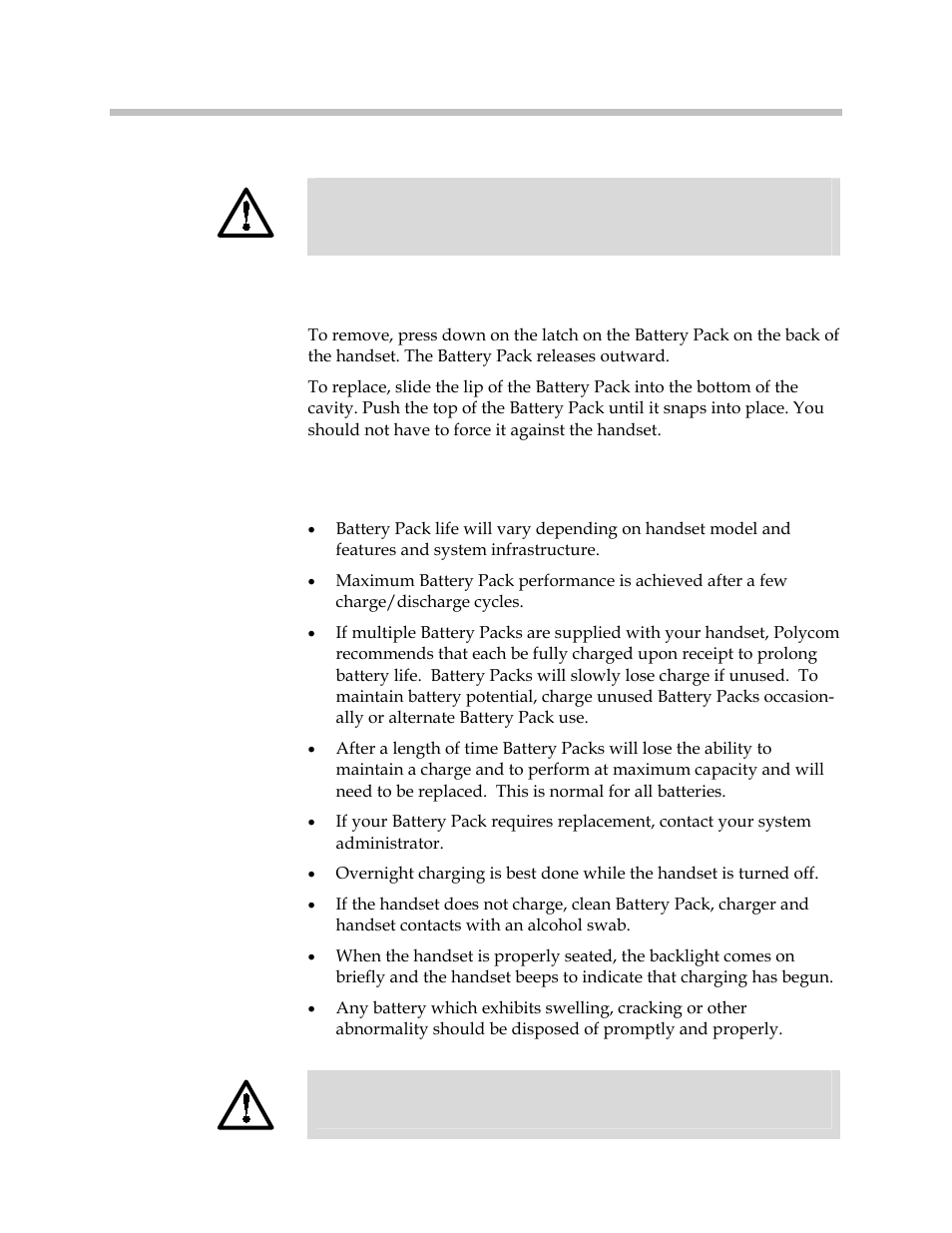 Battery pack removal and replacement | Polycom SpectraLink 1725-36165-001 User Manual | Page 11 / 73