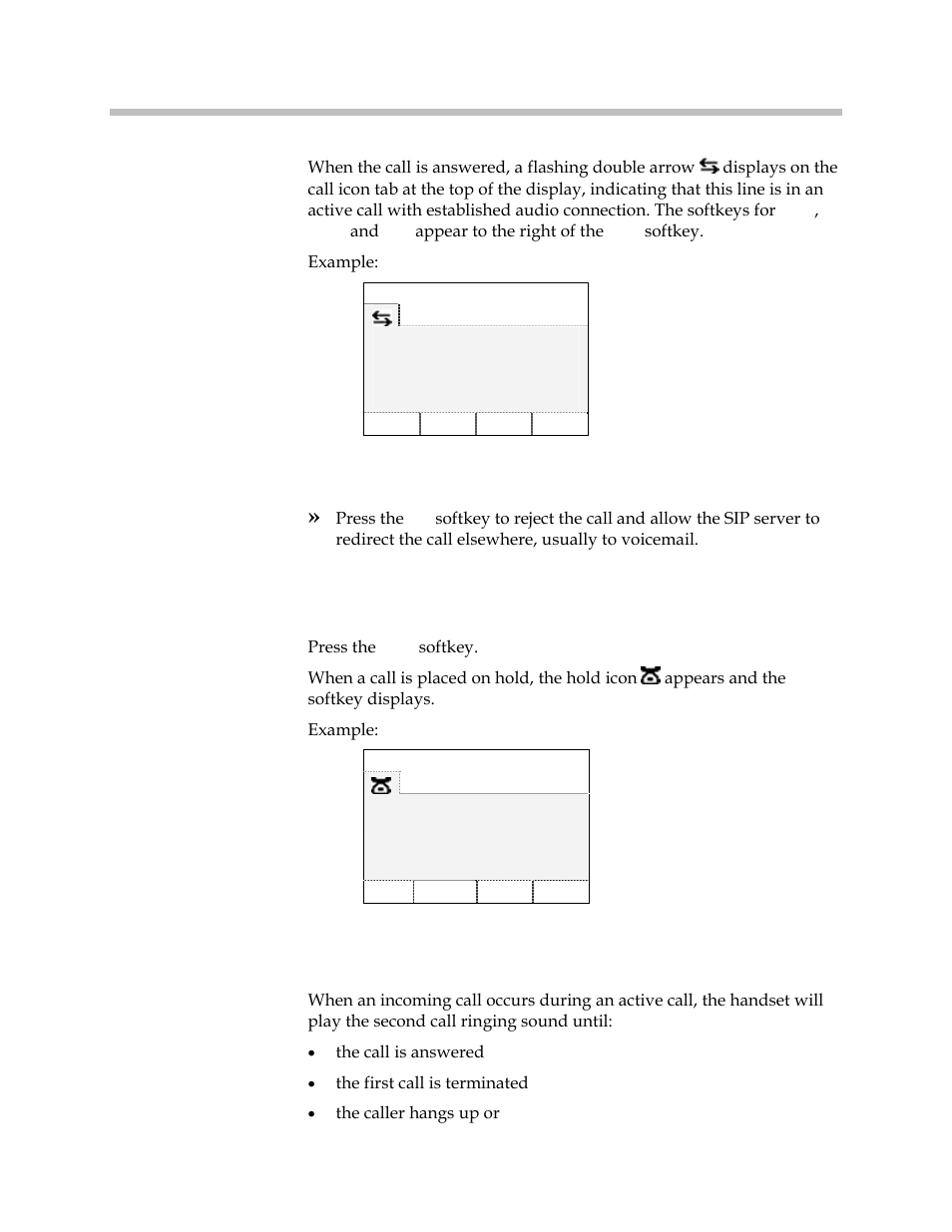 Place a call on hold, Answer a second call, Place a call on hold answer a second call | Polycom SpectraLink 1725-36165-001 User Manual | Page 37 / 73