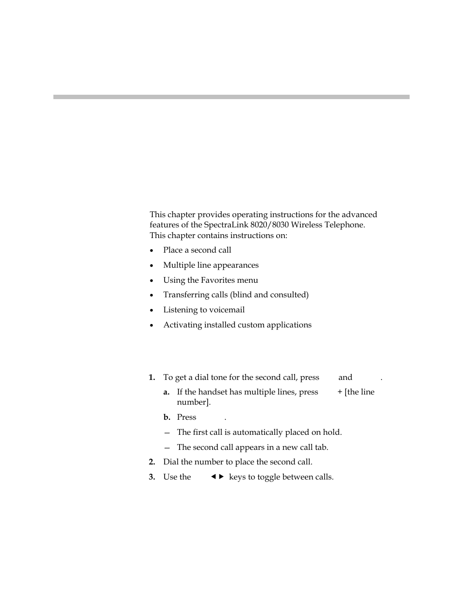 Place a second call | Polycom SpectraLink 1725-36165-001 User Manual | Page 43 / 73