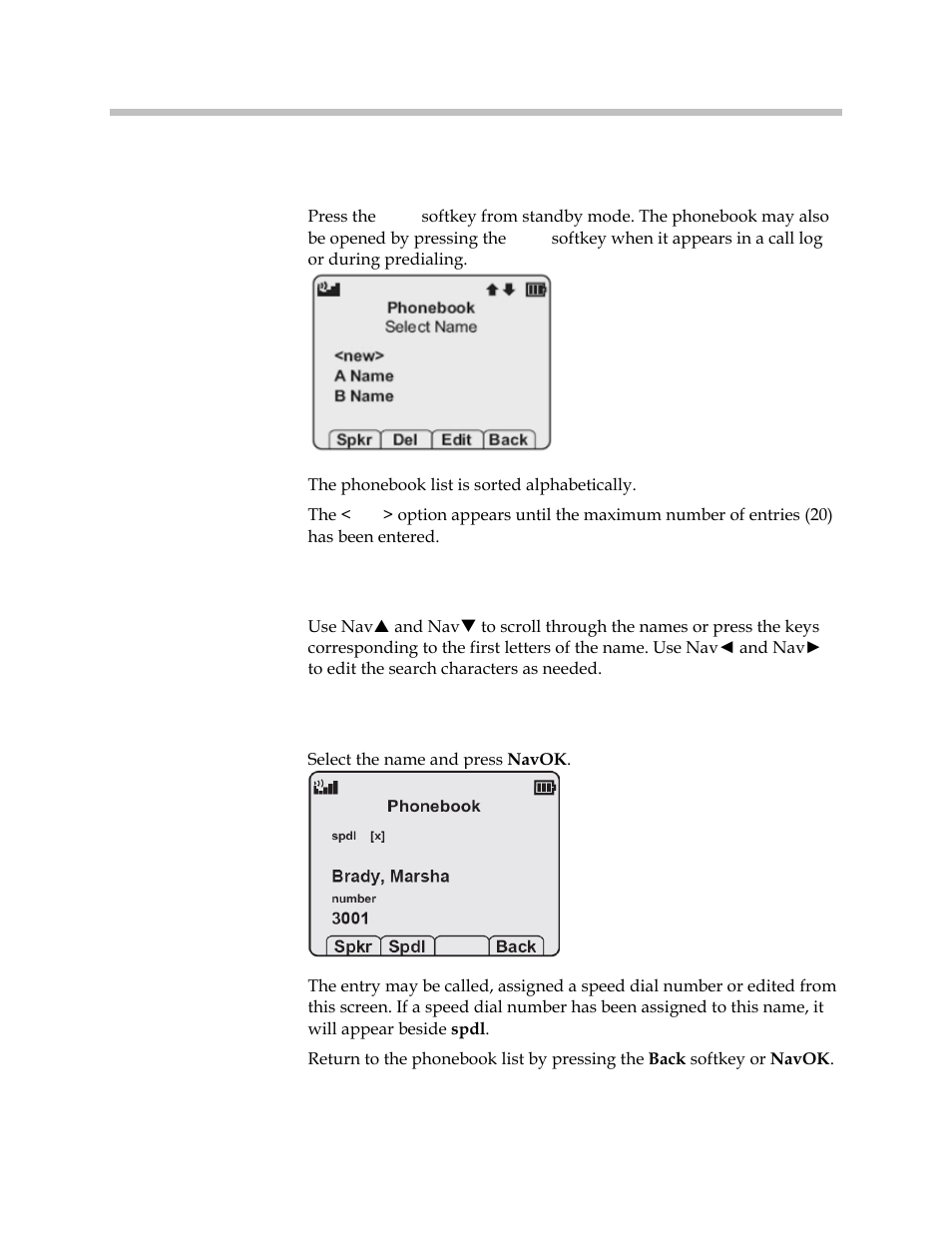 Use the phonebook and speed dial, Search for a phonebook entry, View a phonebook entry | Polycom SpectraLink 1725-36165-001 User Manual | Page 49 / 73