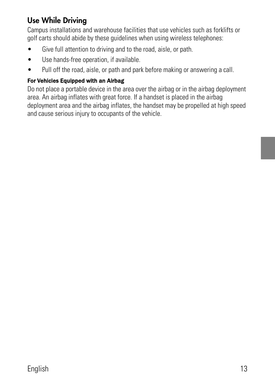 Use while driving | Polycom SpectraLink 8002 Series User Manual | Page 13 / 72