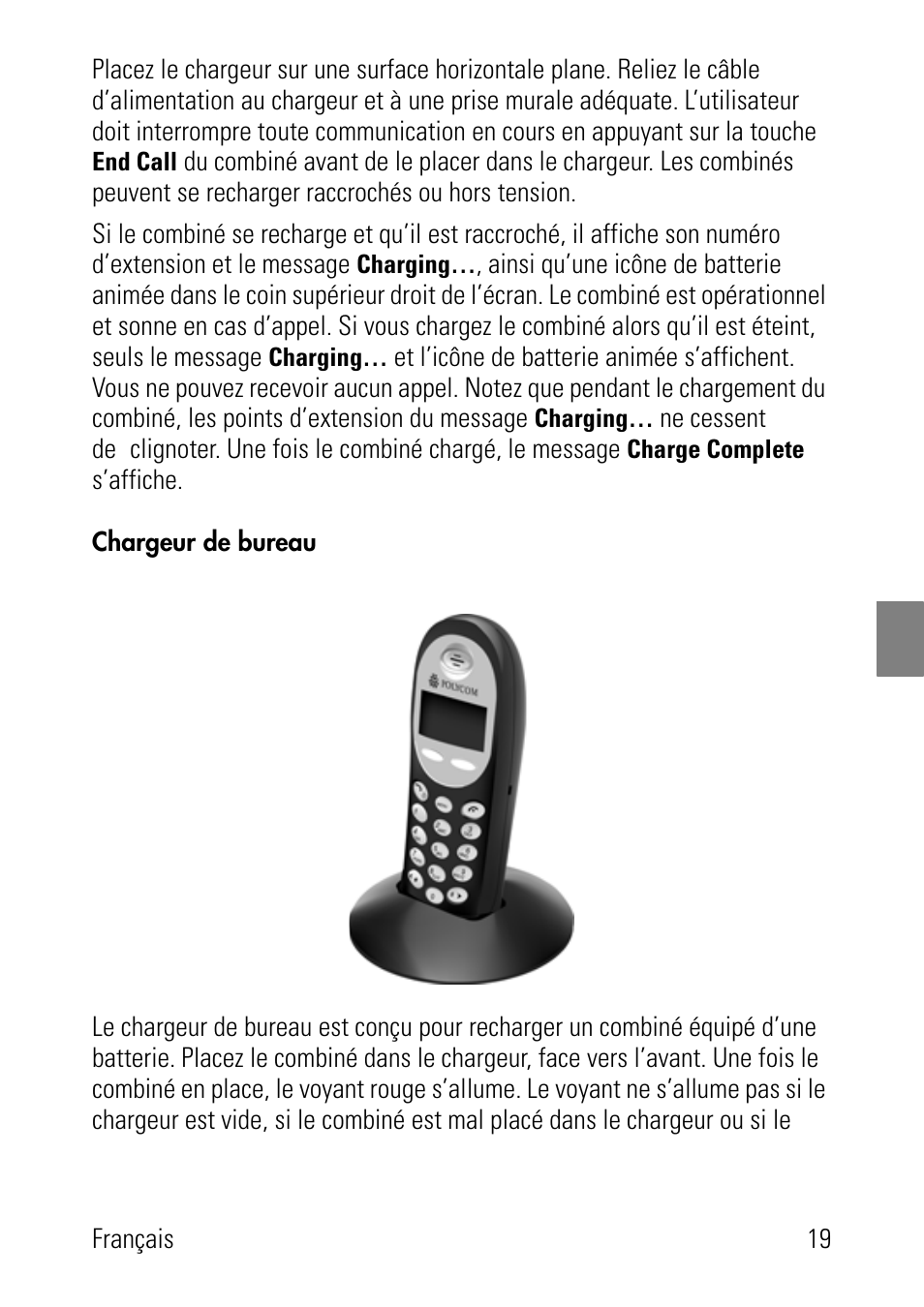 Chargeur de bureau | Polycom SpectraLink 8002 Series User Manual | Page 19 / 72