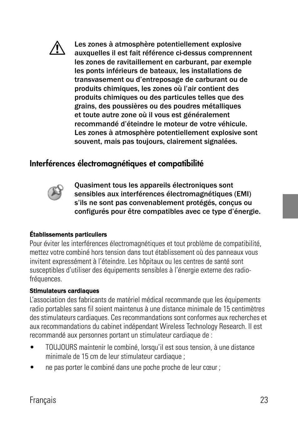 Interférences électromagnétiques et compatibilité | Polycom SpectraLink 8002 Series User Manual | Page 23 / 72