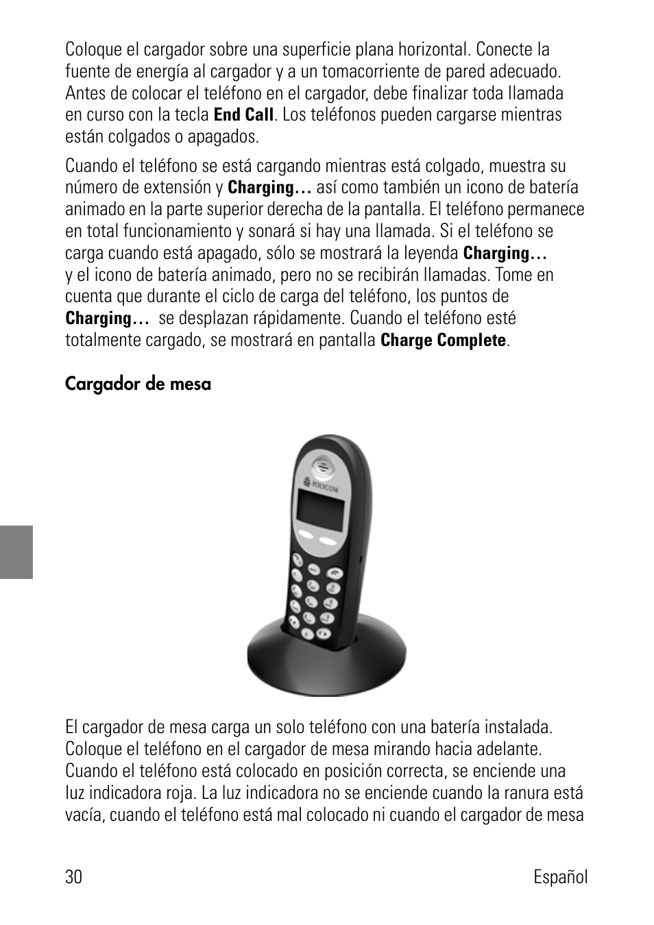 Cargador de mesa | Polycom SpectraLink 8002 Series User Manual | Page 30 / 72