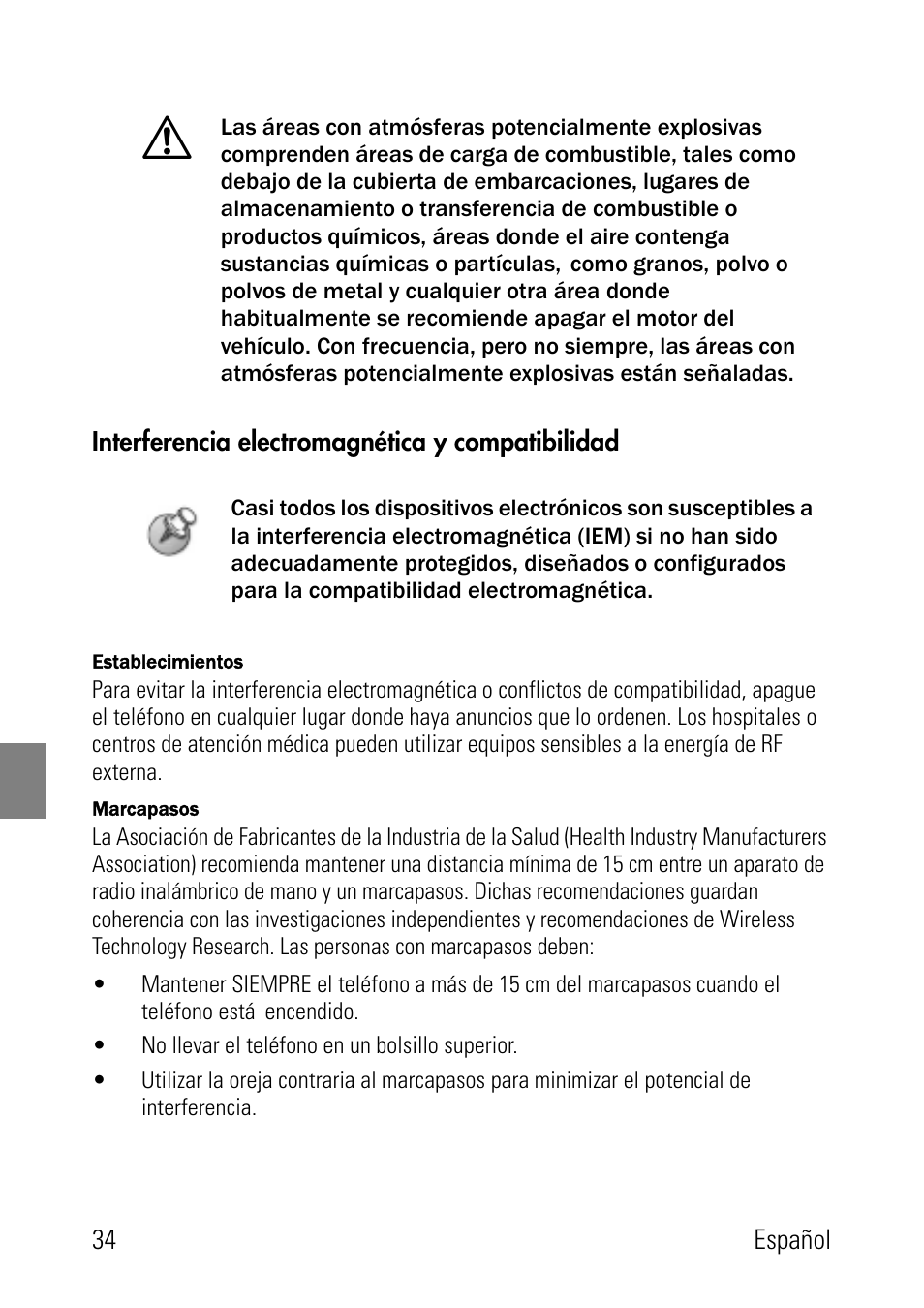 Interferencia electromagnética y compatibilidad | Polycom SpectraLink 8002 Series User Manual | Page 34 / 72