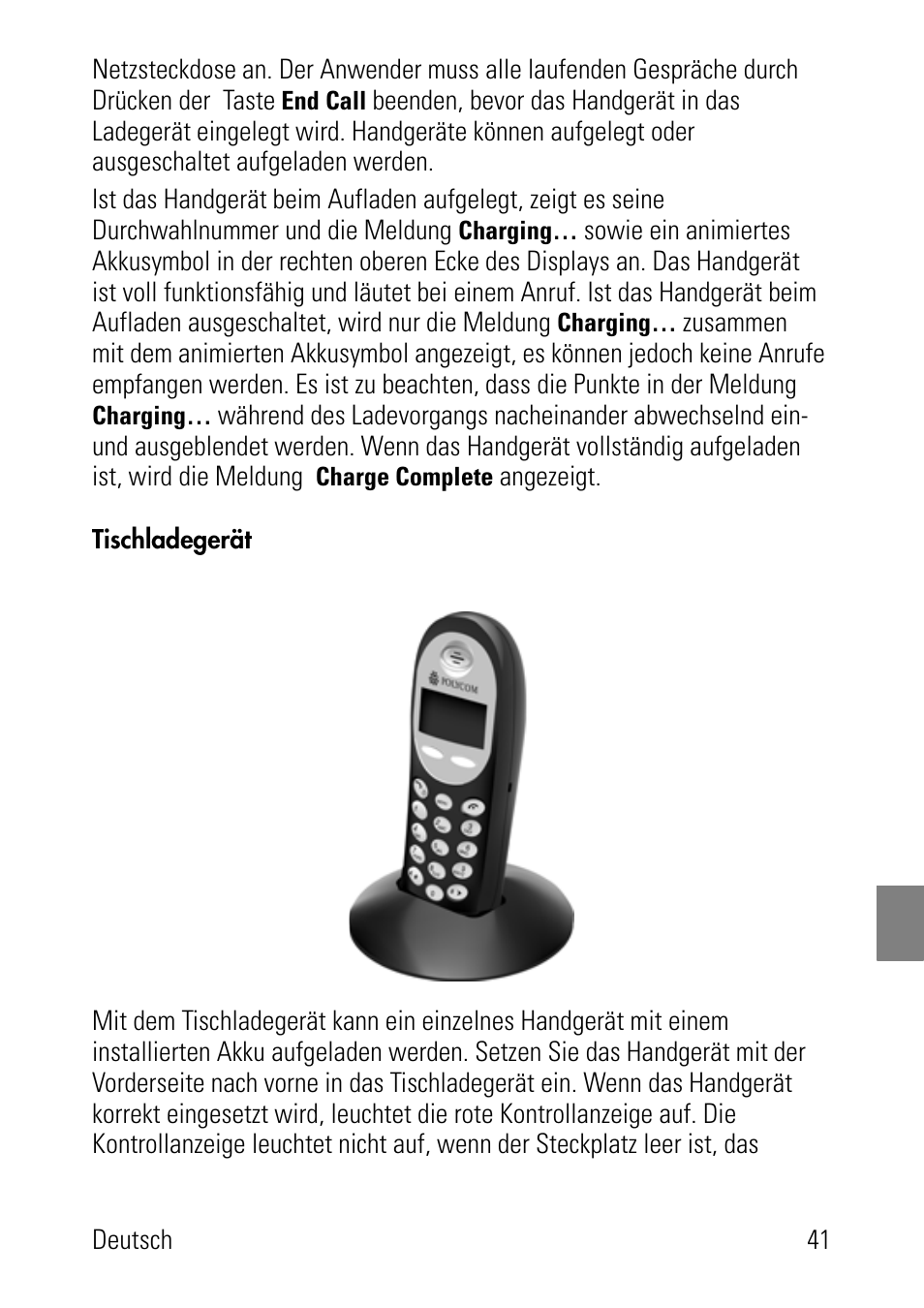 Tischladegerät | Polycom SpectraLink 8002 Series User Manual | Page 41 / 72