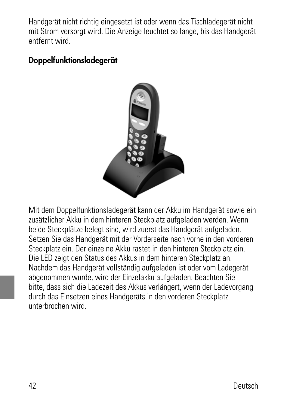 Doppelfunktionsladegerät | Polycom SpectraLink 8002 Series User Manual | Page 42 / 72