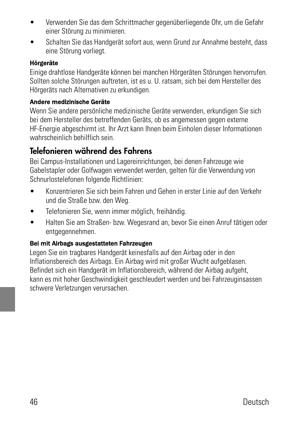 Telefonieren während des fahrens | Polycom SpectraLink 8002 Series User Manual | Page 46 / 72