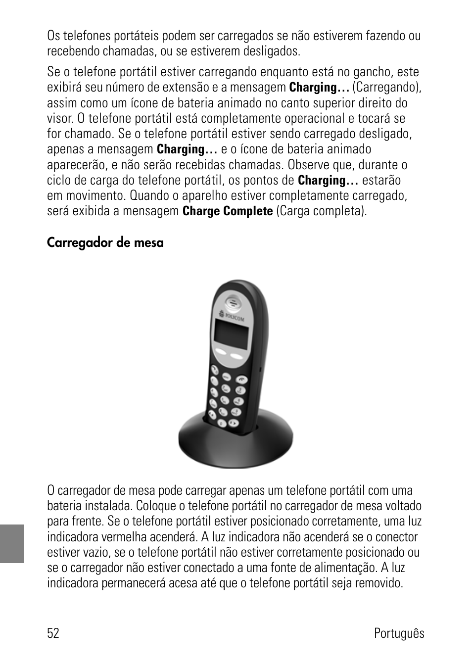 Carregador de mesa | Polycom SpectraLink 8002 Series User Manual | Page 52 / 72