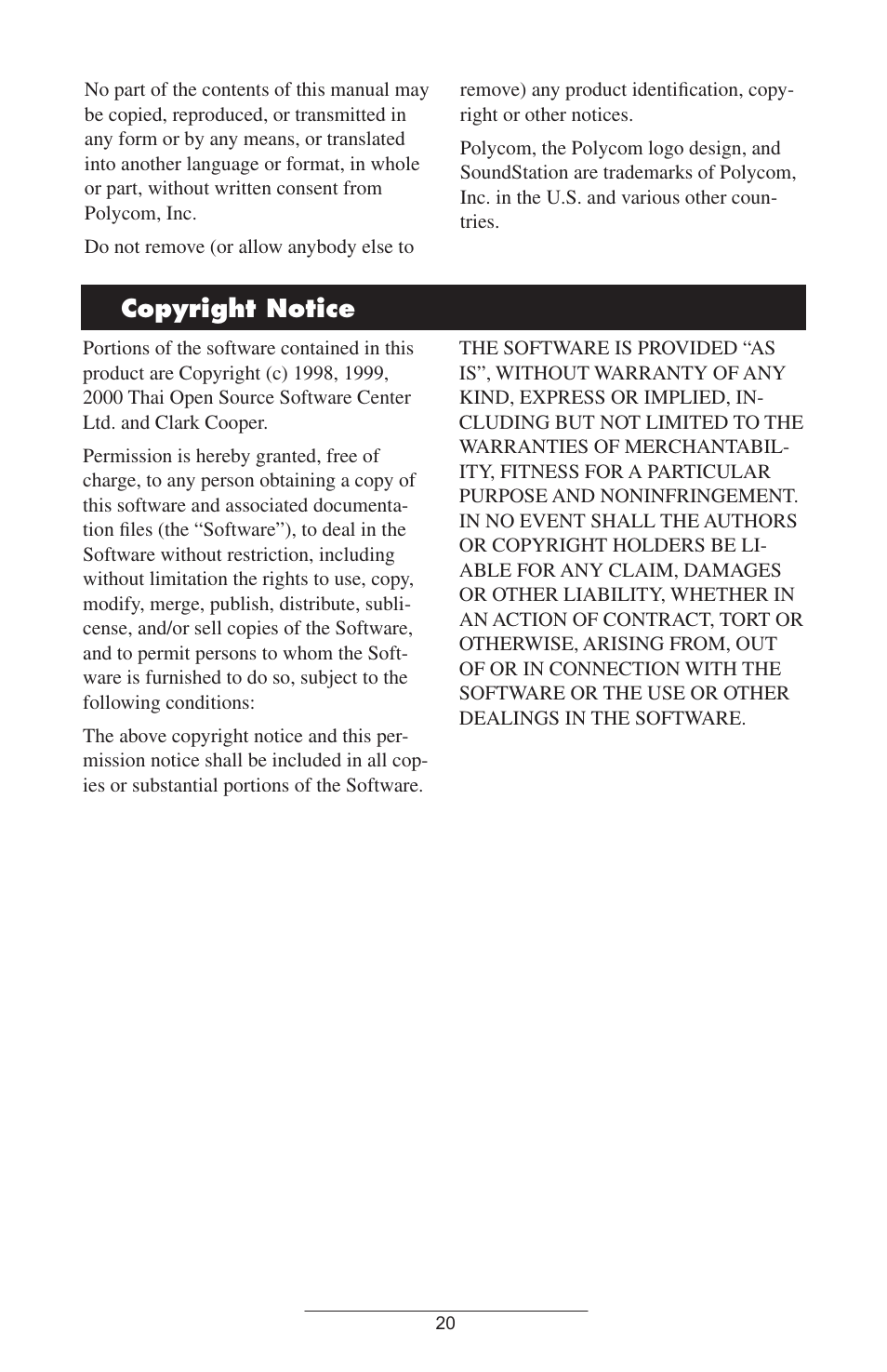 Copyright.notice | Polycom 4000 SIP 2.2 User Manual | Page 23 / 24