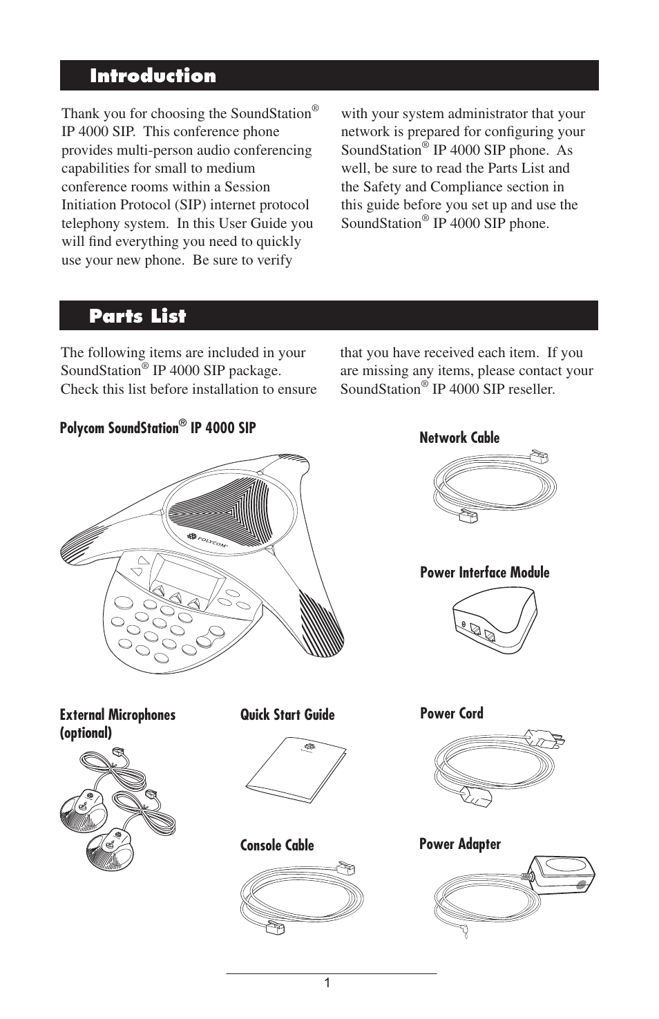 Introduction parts.list | Polycom 4000 SIP 2.2 User Manual | Page 4 / 24